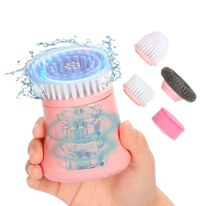 Pink Electric Spin Scrubber, Cordless Handheld Dish Scrubber Brush for Kitchen & Bathroom, Power Scrubber for Cleaning Sink, Grout, Shower, Aesthetic Pink Kitchen Accessories & Supplies