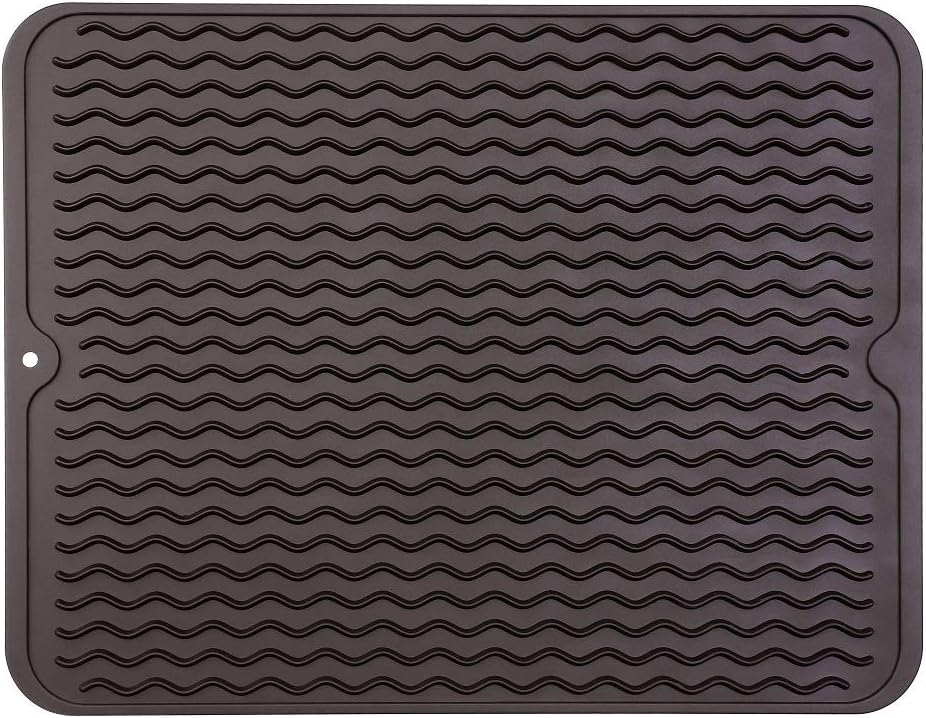 Silicone Dish Drying Mat | Eco-friendly, Heat-resistant Kitchen Counter or Sink Mat, 16 x 12 inches