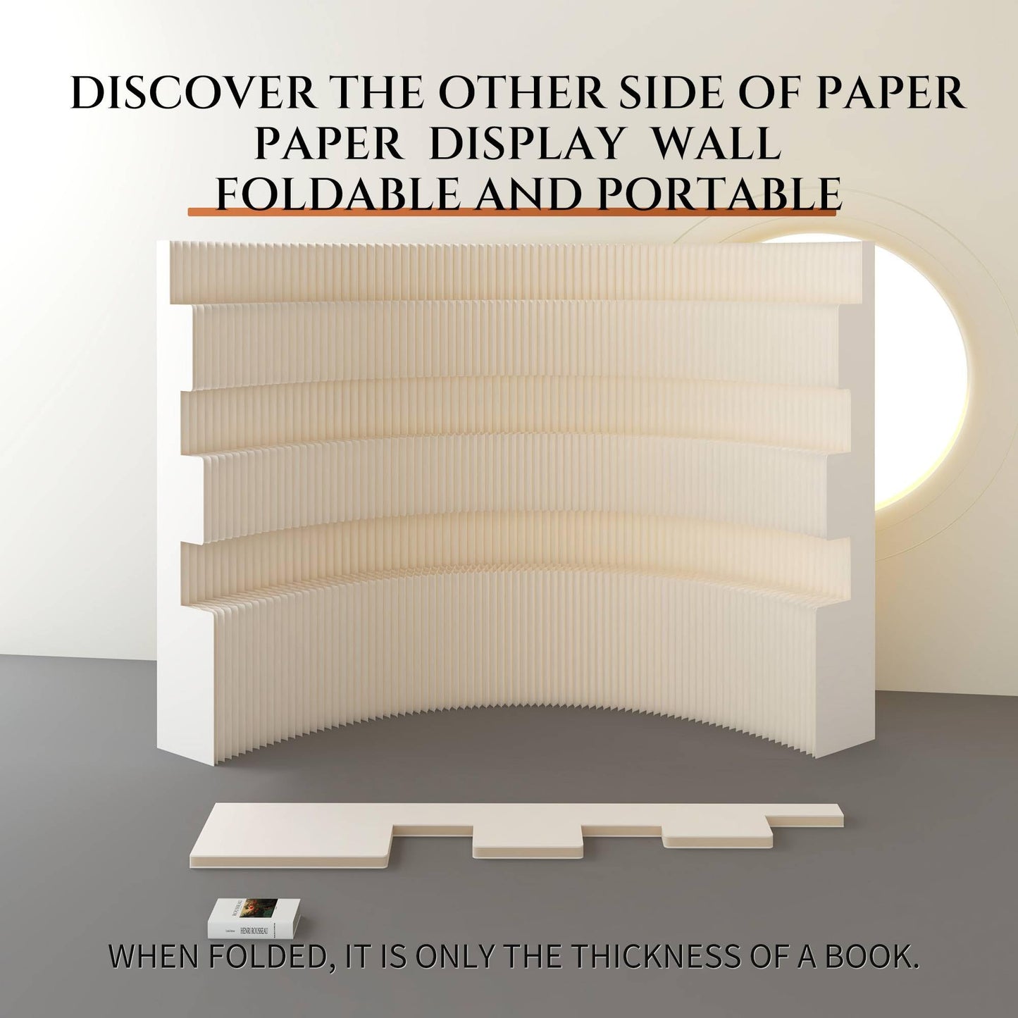 Kraft Paper Room Divider Screen 7.87ft * 16.41ft Foldable Privacy Partition for Home Office,Portable Folding Divider Wall for Dorm Studio Exhibition Store,Eco-Friendly Adjustable Room Separator Panel