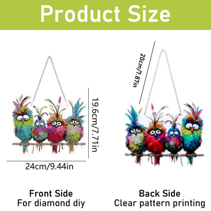 NQRSBUI DIY Hanging Diamond Art Kits for Adults, Bird Double Sided Diamond Art Painting Suncatchers Pendants, Crystal Gem Craft Painting Kit for Home Garden Wall Decor Gift (Bird)