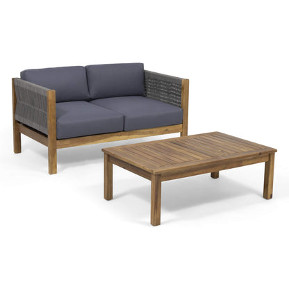 Christopher Knight Home Laurel Modern Outdoor Loveseat Set, Teak and Gray
