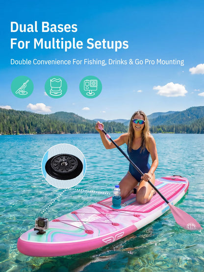 Niphean (Extra Large) Inflatable Paddle Board, SUP for 2+1 People/Family 500lbs Capacity Stand Up Paddle Board with SUP Accessories, StabilTrac Fin Non-Slip Paddleboard for Adults-Rose Red
