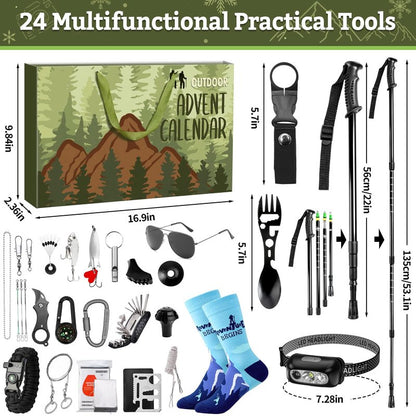 MOVINPE Outdoor Camping Gear Advent Calendar 2025, 24 Days of Camping & Hiking Essentials for Men & Teenage Boys – Outdoor Adventure Christmas Countdown Gifts