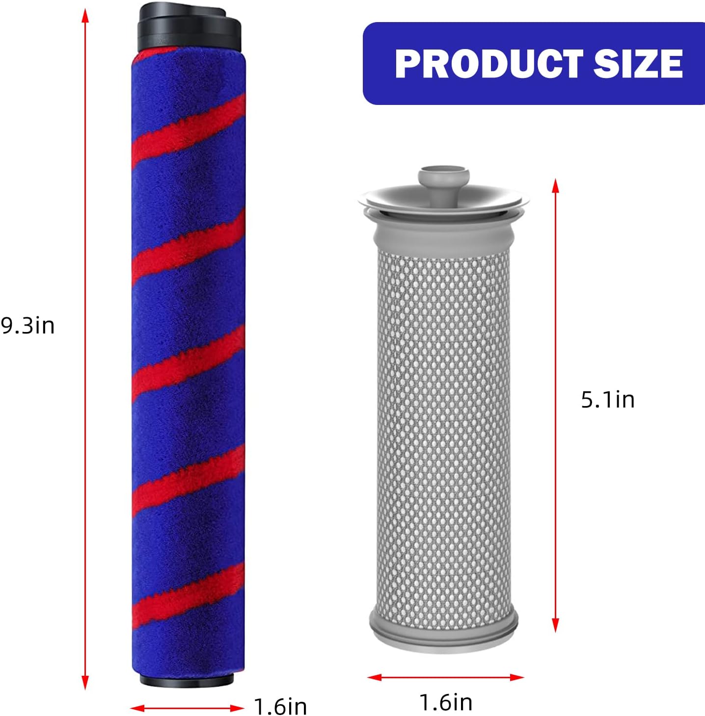 SaferCCTV Replacement Filter Compatible with Tineco A10 A11 Hero/Master Vacuum Cleaner 2 Pack Pre Filter with Roller