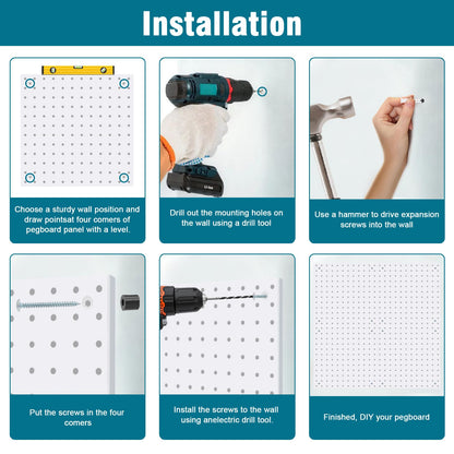 Daanxw Peg Board Kit, Includes Pegboard and Accessories,with Hooks and Bins,Peg Board Wall Organizer for Office,Ornaments Display,Crafts Organization (129, White)