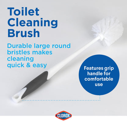 Clorox Toilet Plunger and Bowl Brush Combo with Caddy, 6.75 x 7 x 19.5 in, White/Gray