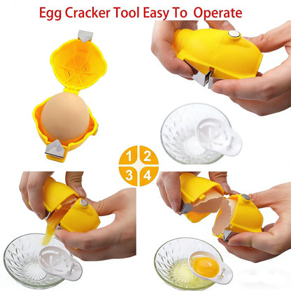 5-in-1 Multi-Purpose Egg Shell Opener,Fridge Magnets,Egg Separator for Raw Eggs,Egg Piercer,Egg Cracker,Hard Boiled Egg Peeler with Safety Lock for Kitchen Home Patent Design 1PC