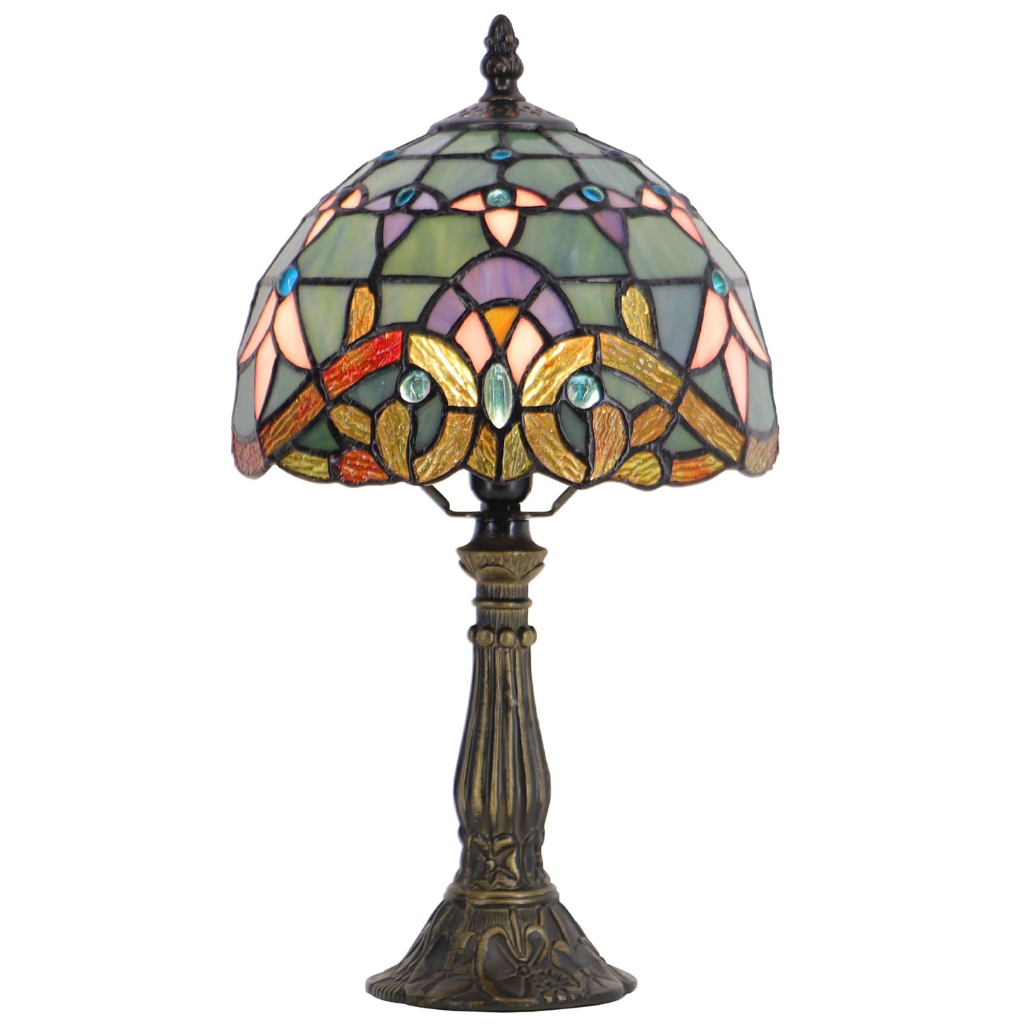 HZYFFYU Small Stained Glass Table Lamp Mini Stained Glass Lamp Memory Sympathy Desk Reading Light 8X14 Inch (Baroque Style)