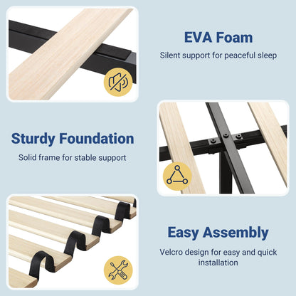 Allewie King Size Upholstered Bed Frame with Charging Station & Storage Headboard, Soft Velvet Wingback Platform Bed, Strong Wooden Slats Support, No Box Spring Needed, Easy Assembly, White
