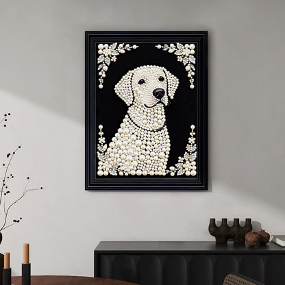 Stalente Pearl Diamond Painting Kits for Adults Dog, 5D Special Shape Diamond Art Kits for Beginners, Crystal Rhinestones Diamond Painting for Home Wall Decoration Gift 12×16inch, Animal