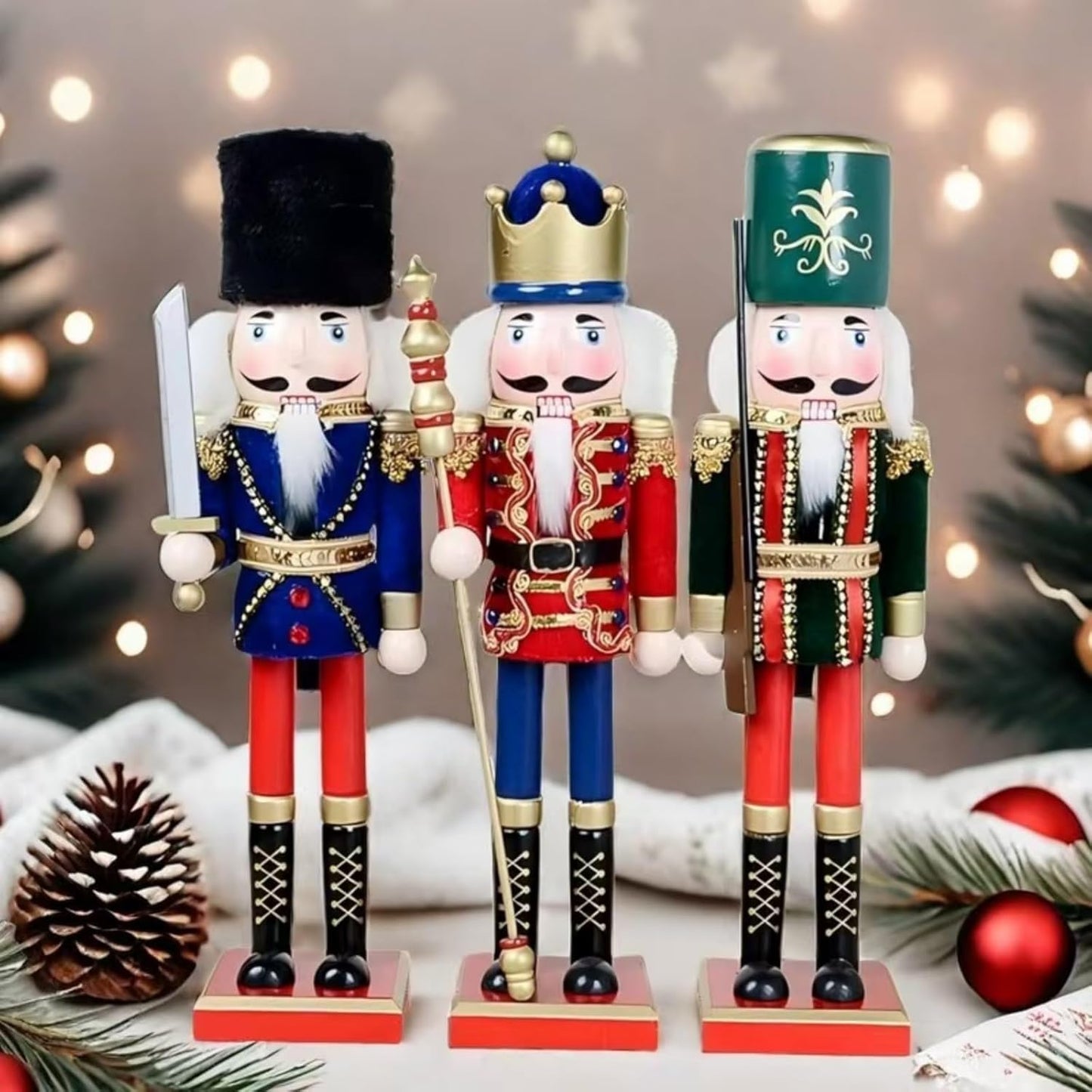 Regine Switzerland 15-Inch Christmas Nutcracker Figure - Hand-Painted Wooden Holiday Decor