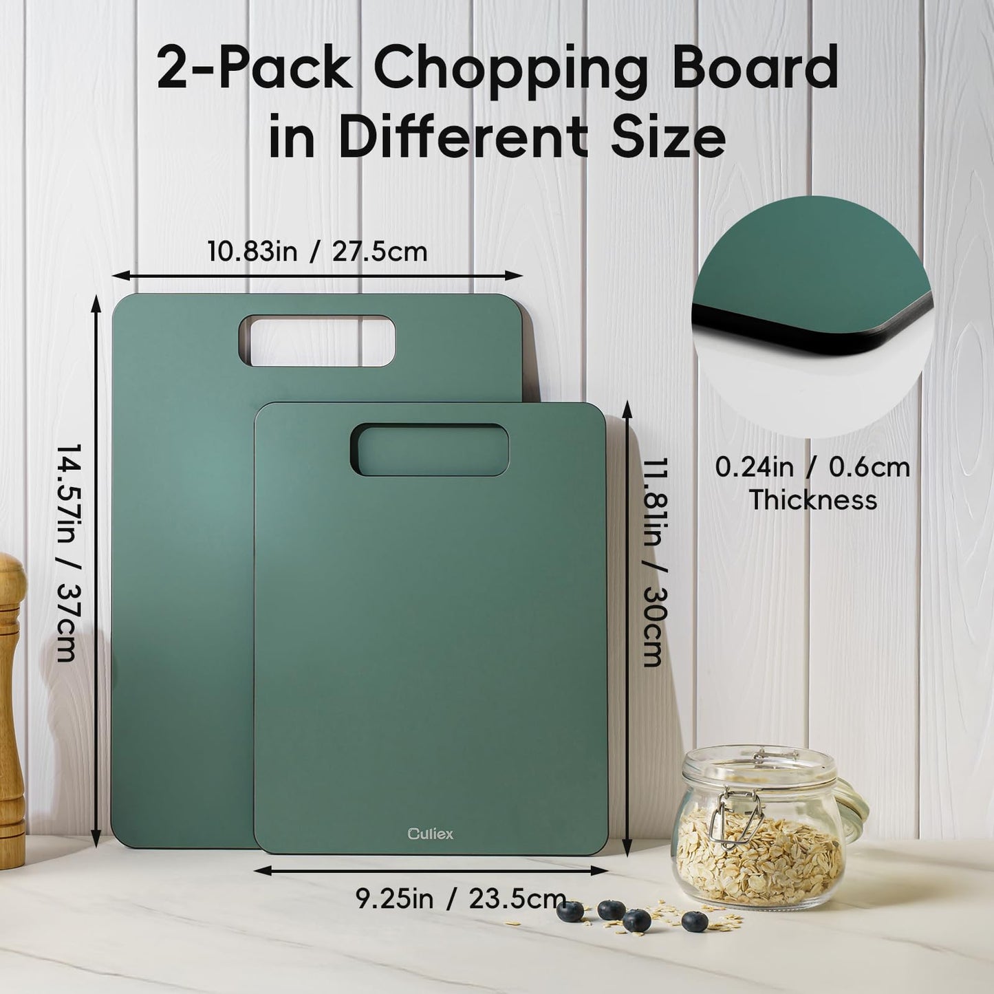 Culiex Wood Fiber Cutting Board Set of 2, Dishwasher Safe, Non-Toxic Cutting Board for Kitchen, BPA Free, Non-Slip, Non-Porous Composite Chopping Board, Mothers Day Gifts for Mom