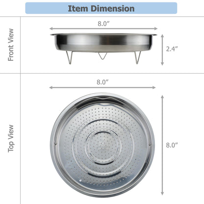 EIKS Stainless Steel Mesh Steamer Basket with Easy Lift Handle for Steaming Vegetables Dumplings Seafood Eggs (8.0" Diameter)