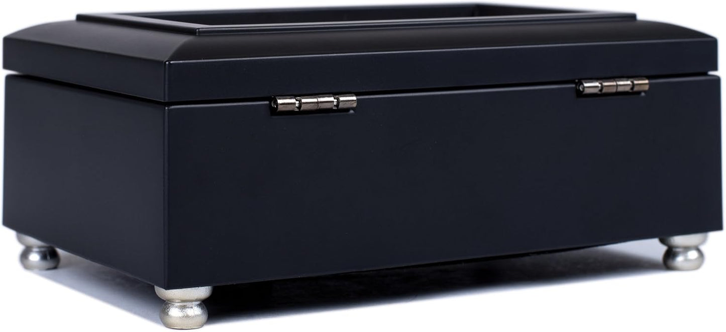 Cottage Garden Congratulations Graduate Jewelry Music Box - Matte Black Petite, Plays Wonderful World