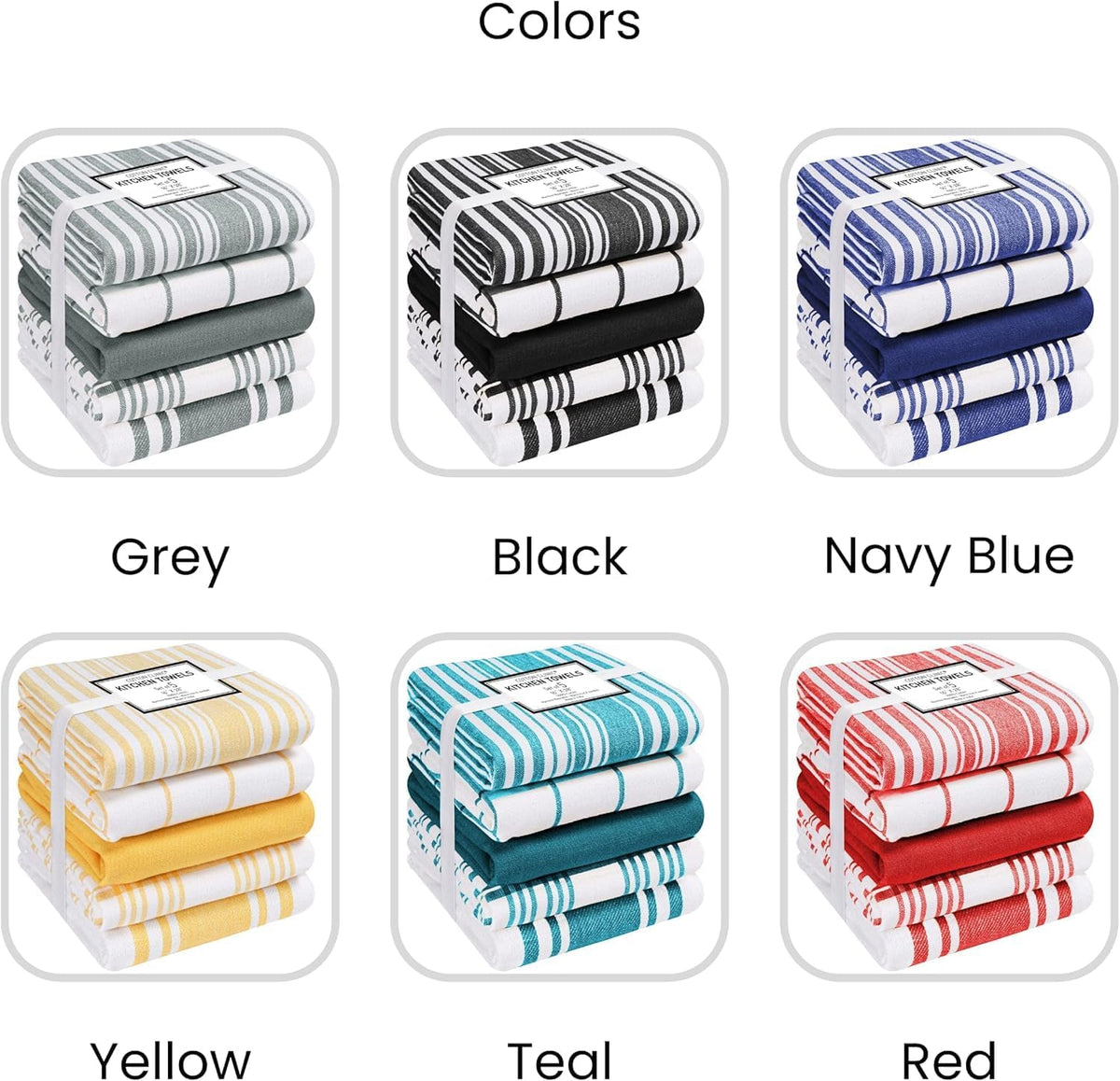 5 Pack 16x28 Cotton Clinic Assorted Kitchen Towels Soft Absorbent Quick Drying Table & Kitchen Linen - Dish Towels