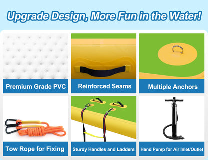 Wauffua Inflatable Floating Dock for Lakes, Thick and Extra Wide Lake Floats for Adults, Non-Slip Air Dock Platform with Portable Carrying Bag, Floating Platform Island for Pool Beach Ocean