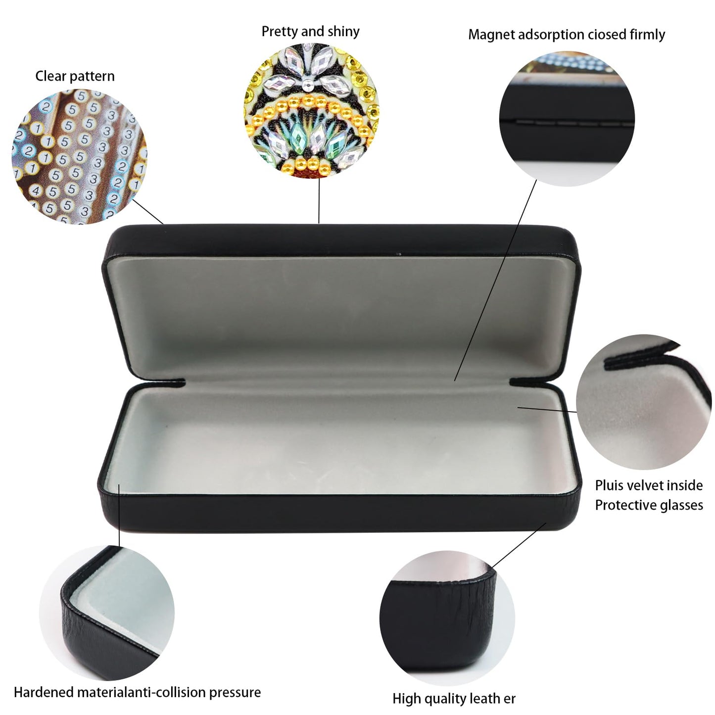 MVVMTOP Diamond Painting Eye Glass Case, DIY Butterfly Diamond Art Glasses Storage Box Sunglass Case for Adults Handmade for Art Craft Gift Travel Sunglass Eyeglasses