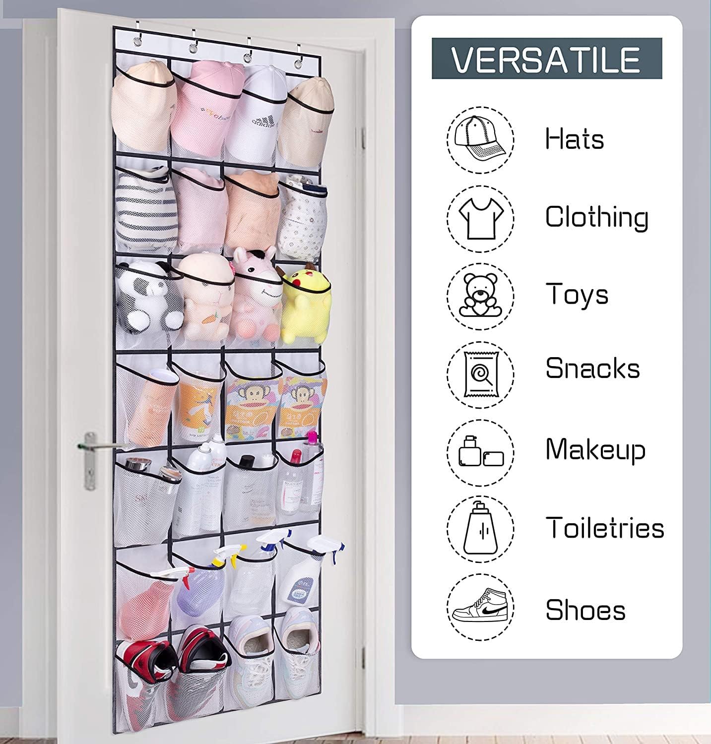 Fancial 28 Closet, 4 Large Pockets Over The Door Shoe Organizer, Hanging Shoe Organizer for Premium Clear Shoe Rack