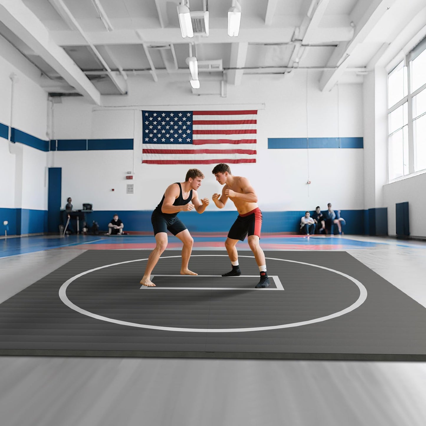 Kaoshan Multi-Size Foam/Inflatable Wrestling Mat - Durable Jiu Jitsu Mats, 10'x10' Wrestling Mats for Home, Flexi Roll Judo Training Mat for MMA, Grappling,BJJ, Martial Arts & Boxing