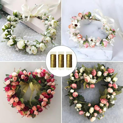114 Yards 22-Gauge Gold Floral Metal Wire: Flexible Paddle Wire for Flower Arrangements, Crafts, Christmas Wreaths, Trees & Garlands