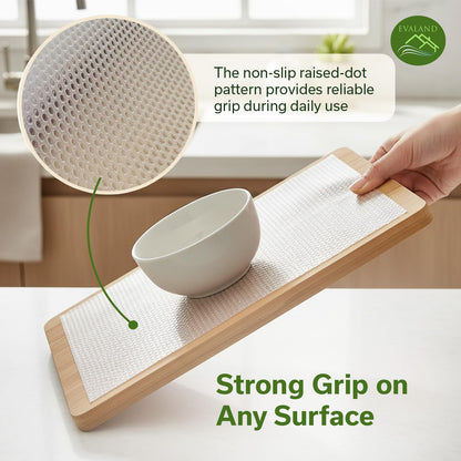 EVALAND Shelf Liners for Kitchen Cabinets Non-Adhesive 17.7" x 33 FT Clear Drawer Liner Non Slip, Washable Cabinet Liner, Waterproof Shelf Liners for Cabinets, Refrigerator Bathroom Pantry - Thickened