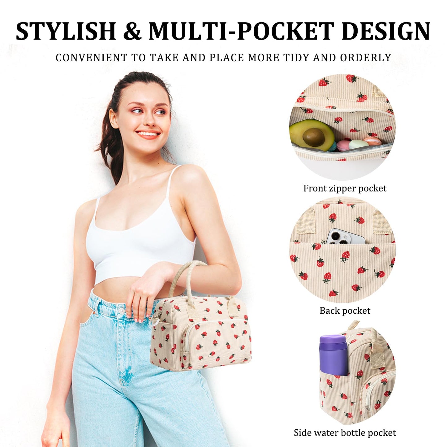 MEXS Insulated Lunch Bag for Women Men Large Reusable Lunch Box Adult Leakproof Portable Cooler Tote Bags for Work Picnic