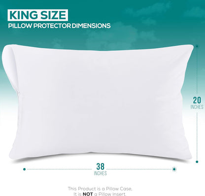 Utopia Bedding King Size Pillow Protectors - Ultra Soft, Waterproof & Bed Bug Proof Encasements (Set of 2)