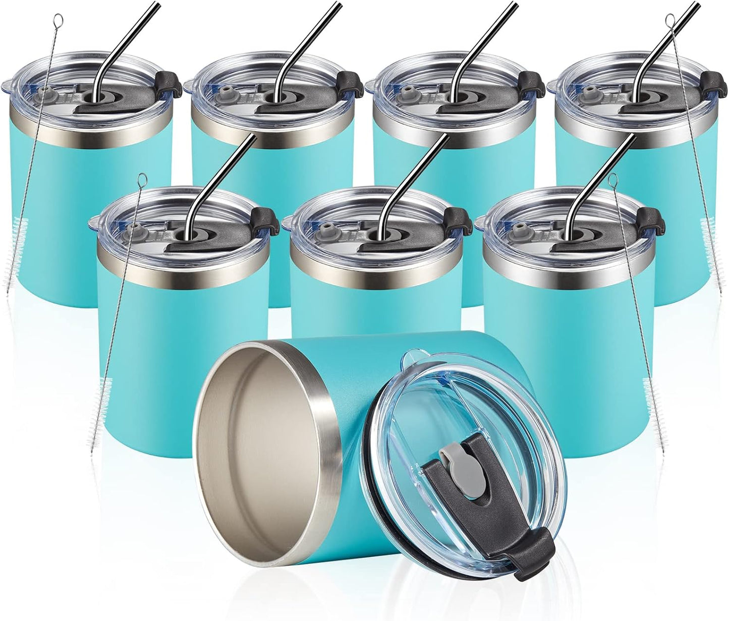 12oz/8Pack 8 Pack) MEWAY Insulated Stainless Steel Reusable Mug, Double Wall Durable Coffee Cup, Powder Coat