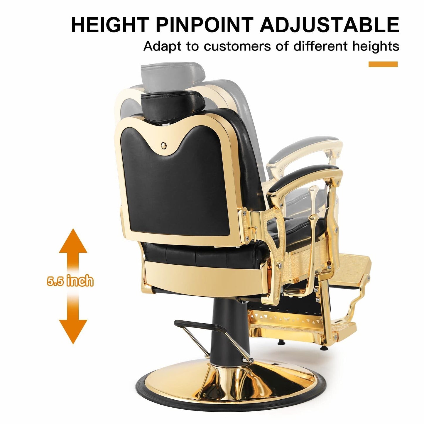 Artist hand Barber Chair Salon Chair Spa Equipment Vintage Heavy Duty Barber Chair(Gold)