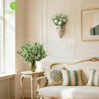 Alecono 5 Kinds Mixed Artificial Greenery Eucalyptus Stems Bulk, Babys Breath Artificial Flowers and Fake Sliver Dollar Leaves for Centerpieces DIY Bouquet Wedding Home Decor(100 Pcs)