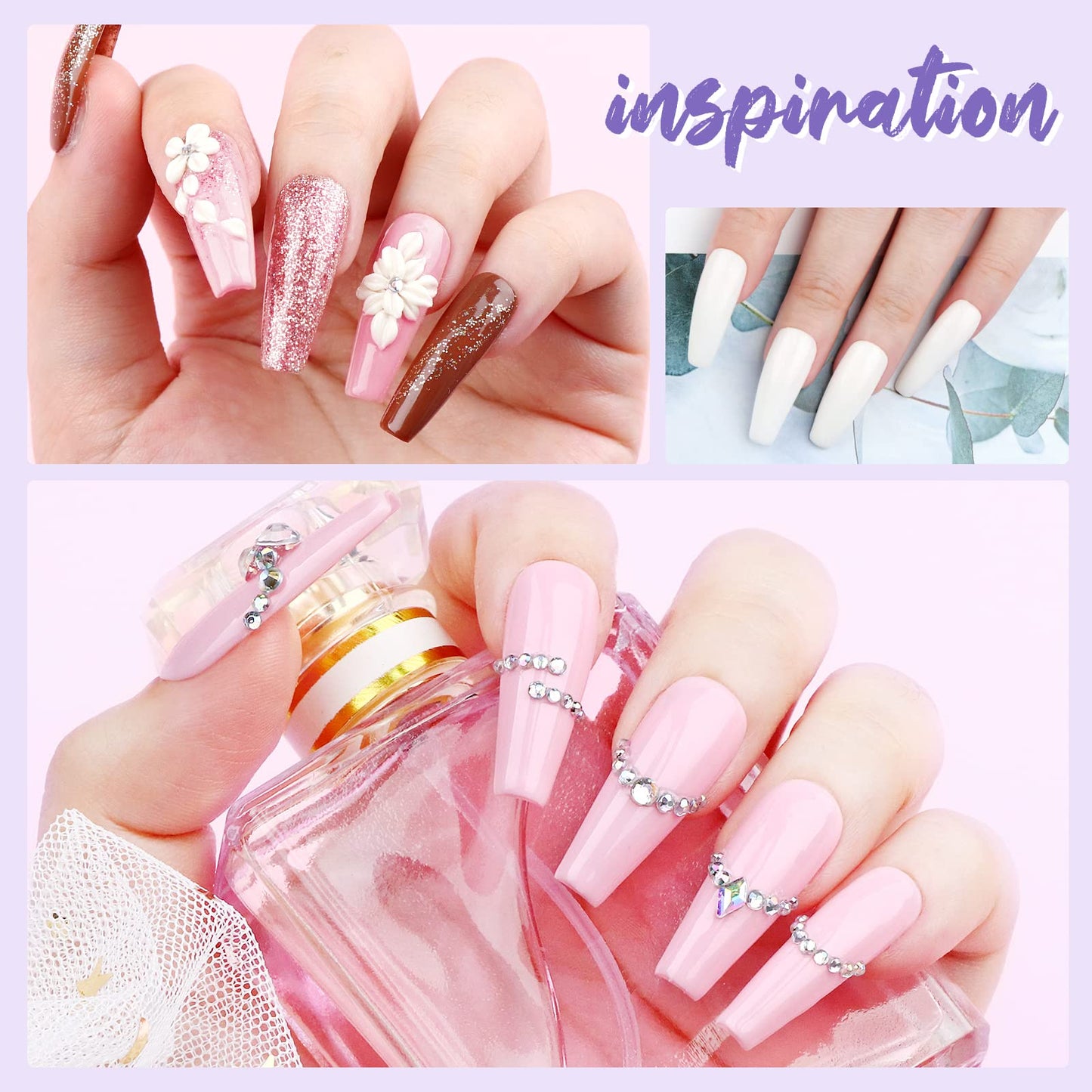 SAVILAND Essentials Acrylic Nail Kit Starter: Acrylic Nail Kit for Beginners with Everything White Pink Clear Acrylic Powder and Liquid Set #8/10/14 Nail Brush Forms Manicure Tools Home Nail Salon DIY