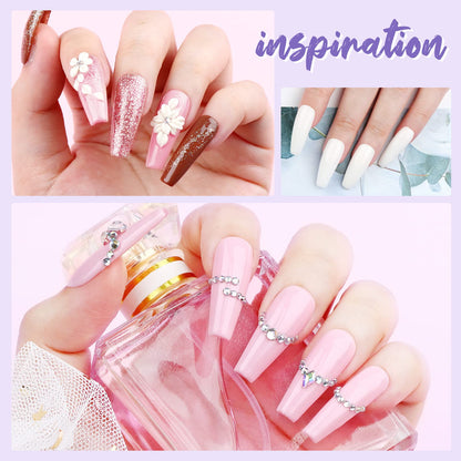SAVILAND Essentials Acrylic Nail Kit Starter: Acrylic Nail Kit for Beginners with Everything White Pink Clear Acrylic Powder and Liquid Set #8/10/14 Nail Brush Forms Manicure Tools Home Nail Salon DIY