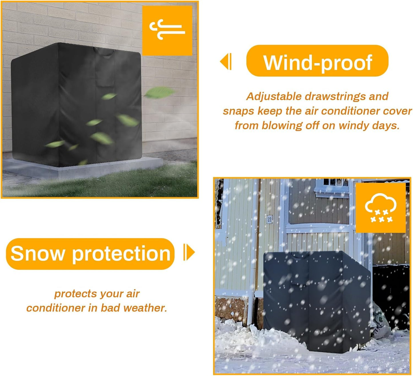 LApapaye Durable Air Conditioner Covers for Outside, Winter Dust-Proof Waterproof (30 x 30 x 32 inches)
