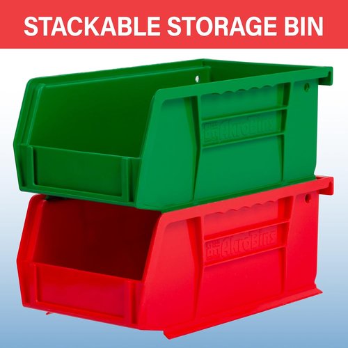 Akro-Mils Plastic Storage Bins - Space-Saving Stackable Organizers for Garage & Pantry | 7" x 4" x 3", Blue, 24-Pack