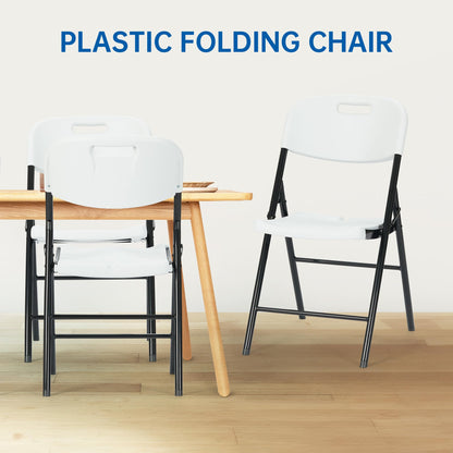 Winlice 10 Pack Thicker 800 LBS White Folding Chairs, Commercial Grade Folding Chair, Foldable Chairs for Events