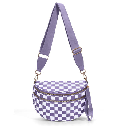 Checkered Crossbody Bum Bags for Women Nylon Checkered Purse Checkerboard Fanny Pack