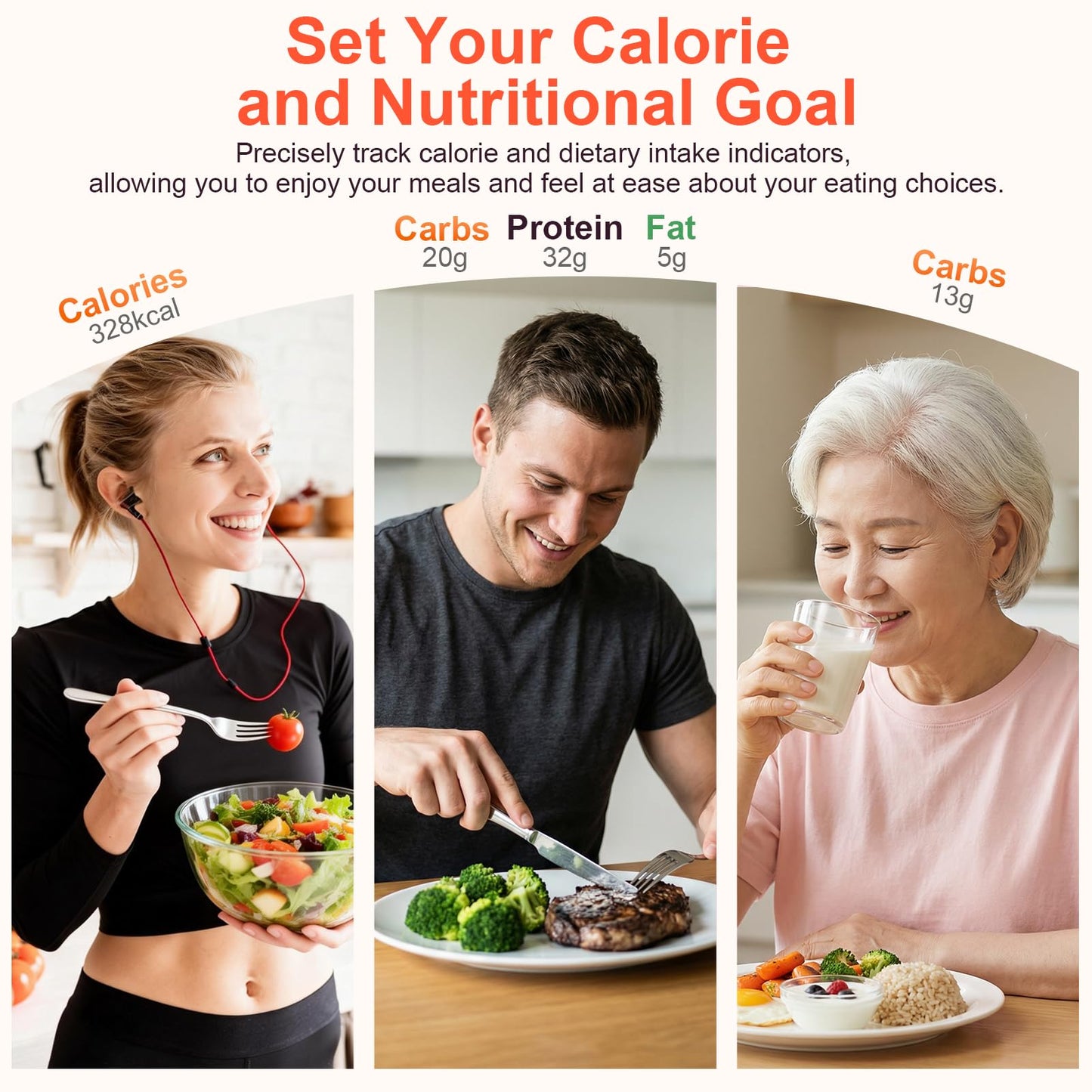 Smart Kitchen Food Scale with Nutritional Calculator, Calorie Fat Carbs Protein Tracker, Free App, Barcode Scan, Food Preload, On-Screen Nutrient Display, Personal Goals, 11 lb / 5 kg