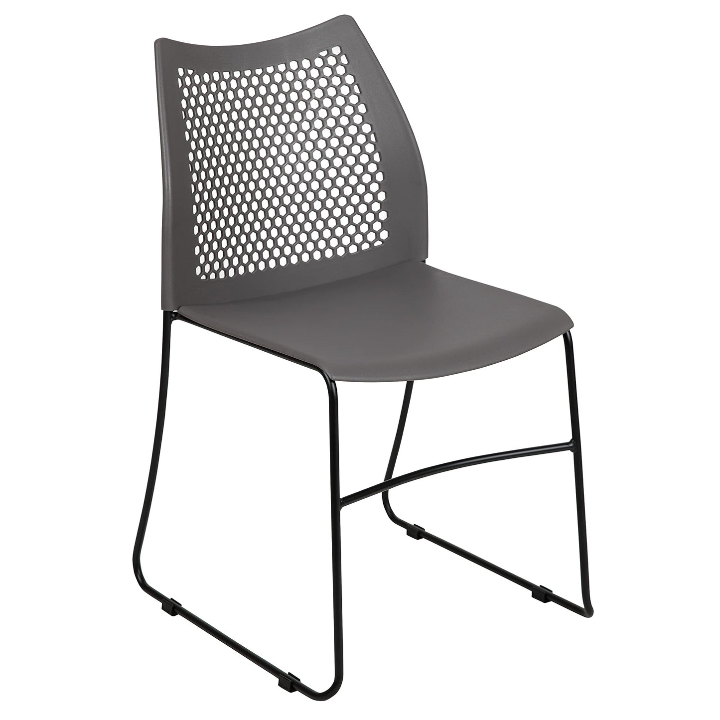 Flash Furniture Hercules Series Contoured Lobby Chairs with Air-Vent Honeycomb Backs, Ergonomic Stacking Chairs for Offices, Set of 5, Gray