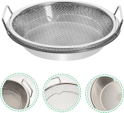 1 Set Mesh Drain Pan, Oil Draining Net, Egg Steamer Rack for Stovetop Barbecue Grill