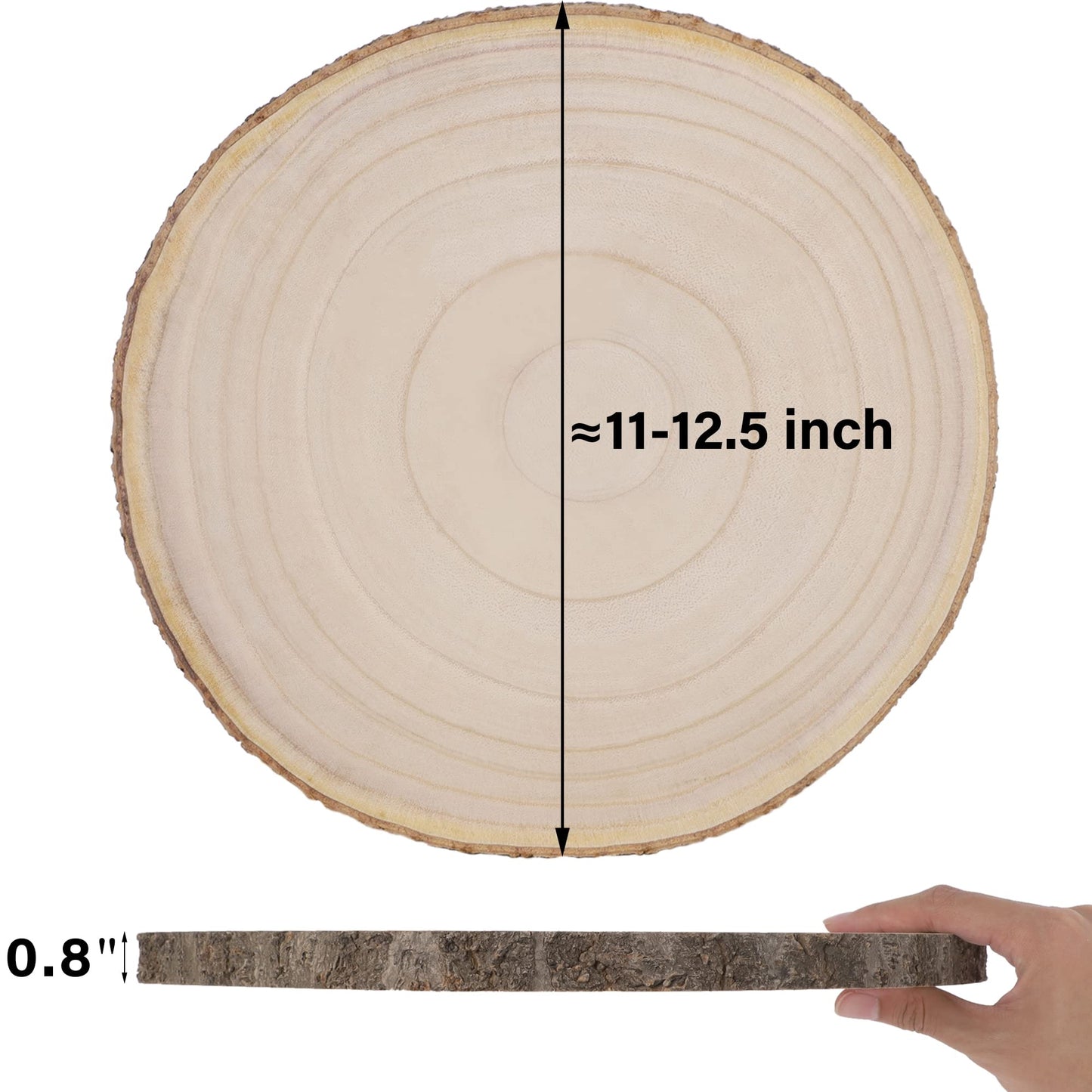 Prsildan 4 Pcs Large Natural Wood Slices, 11-12.5 Inches Unfinished Wood Centerpieces for Tables, DIY Round Rustic Wooden Circle Crafts for Wedding Table Décor