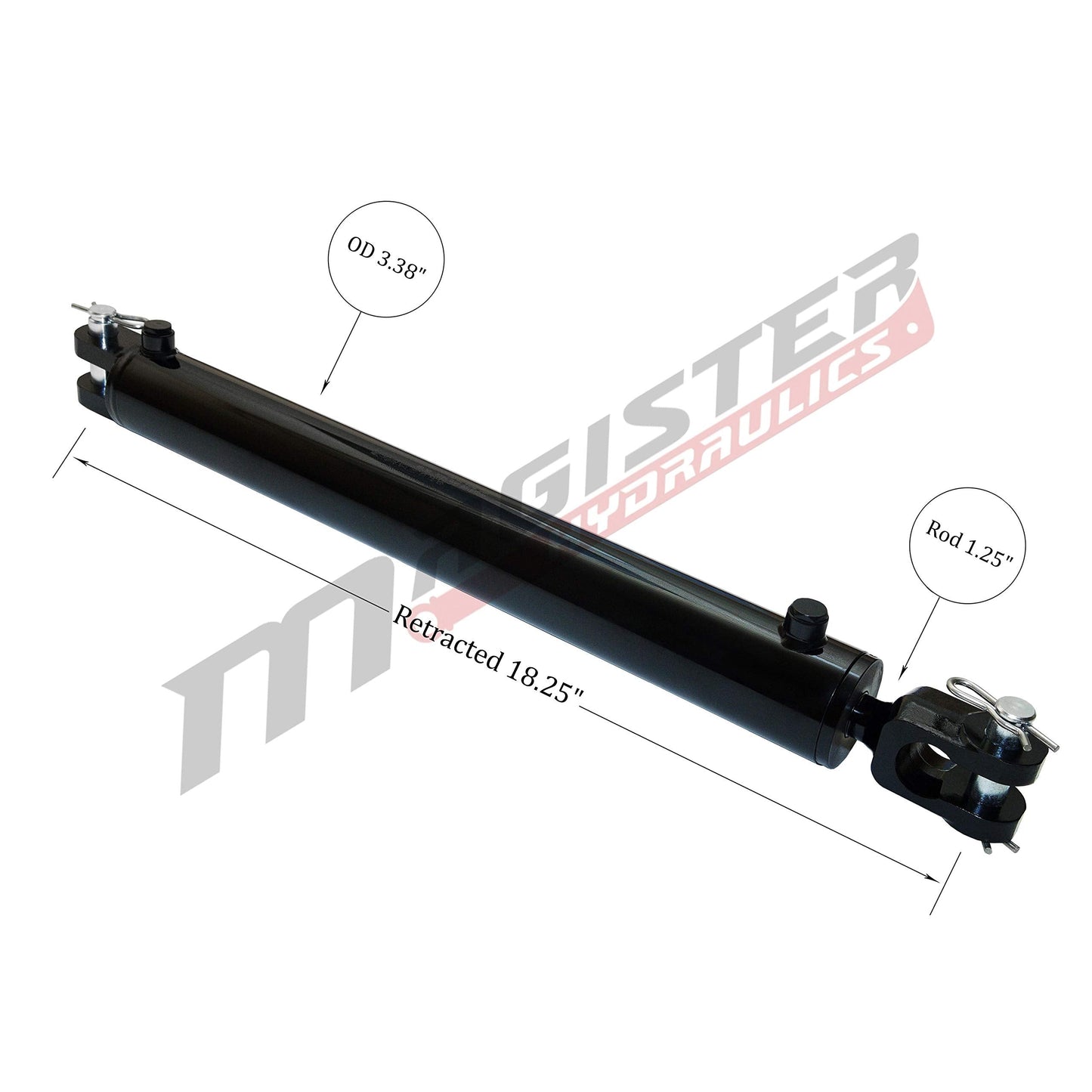 Magister Hydraulics Double Acting Hydraulic Cylinder - AG Clevis Hydraulic Cylinder 2500 PSI tie-Rod Alternative 3" bore 8" Stroke (3x8)