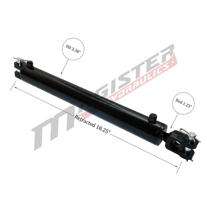Magister Hydraulics Double Acting Hydraulic Cylinder - AG Clevis Hydraulic Cylinder 2500 PSI tie-Rod Alternative 3" bore 8" Stroke (3x8)