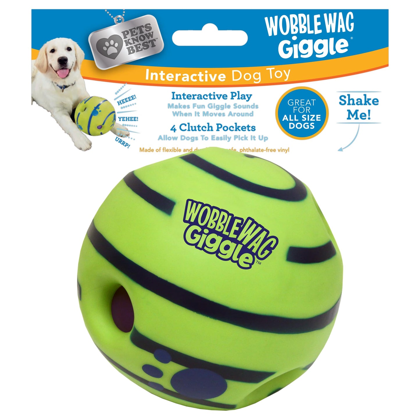 Wobble Wag Giggle Ball, Interactive Dog Toy, Fun Giggle Sounds When Rolled or Shaken, Pets Know Best, As Seen On TV