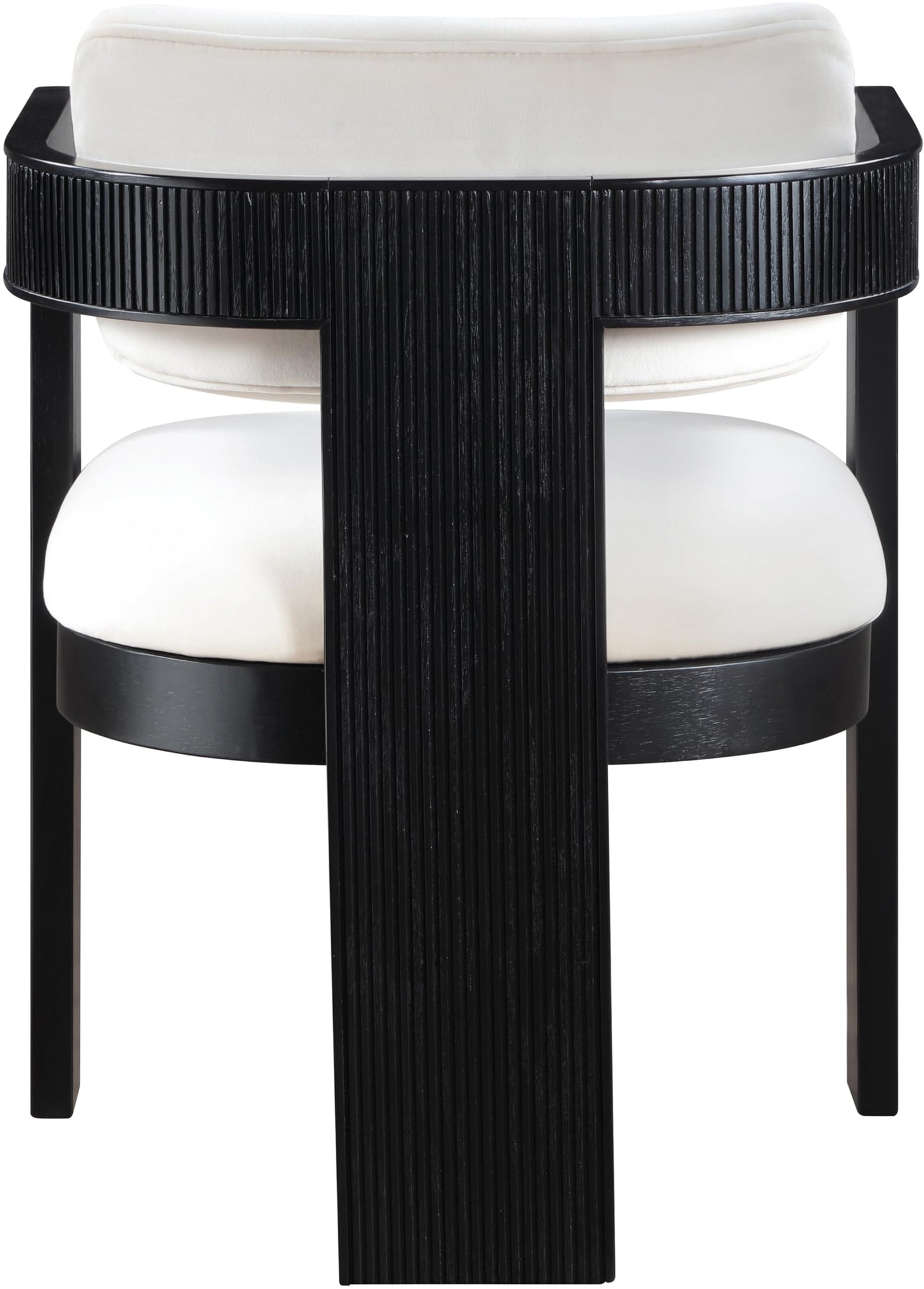 Meridian Furniture 11095Cream-C Sacha Collection Art Deco Dining Chair, Ultra Luxe Cream Velvet, 460 GSM Velvet, Solid Fluted Wood Black Finish, 22.5" W x 22" D x 31" H, Cream, Set of 2