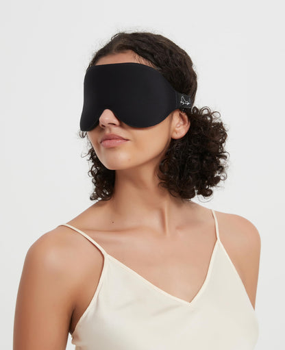 Alaska Bear Sleep Mask for Side Sleepers 2022 Headband Design, Cup-Shaped and Extra-Soft, 100 Blackout Eye Mask Shades Cover for Men and Women Home or Travel, Machine Washable, Black