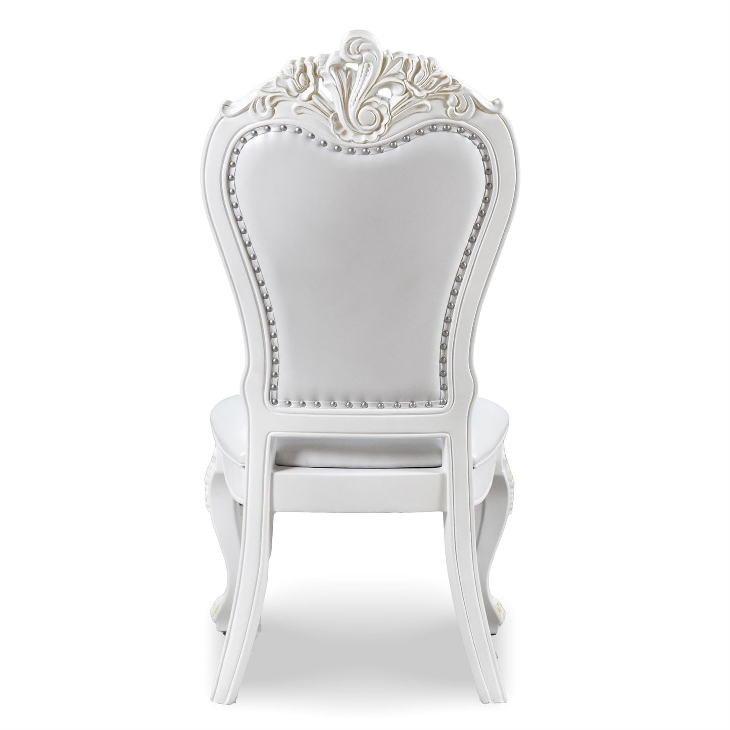 Furniture of America Adair Traditional Solid Wood Side Chairs Set of 2, Leatherette Upholstered Seating with Nailhead Trim and Cabriole Legs for Kitchen, Dining Room, White