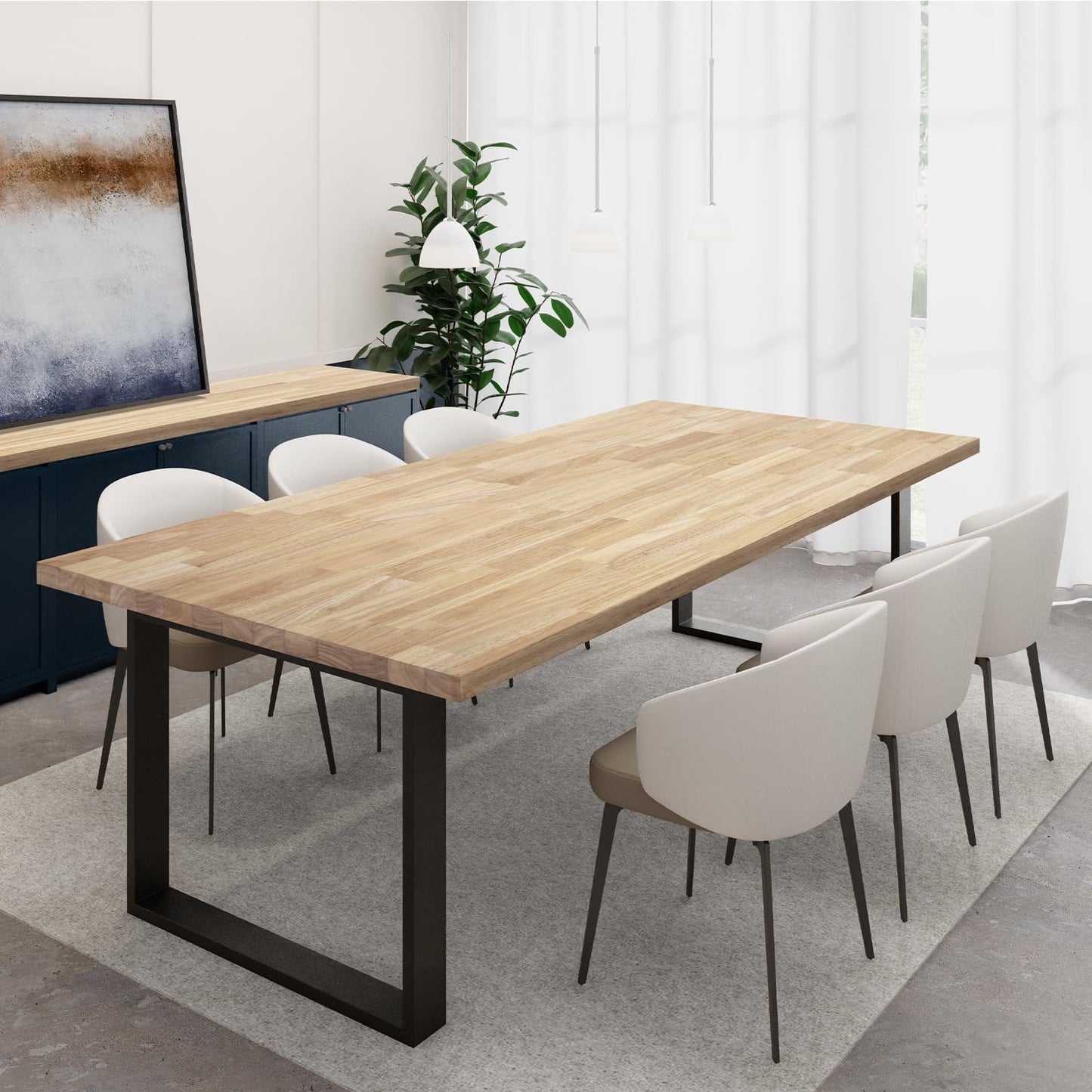 Howizz Butcher Block Countertop 60 x 25 x 1.5 in Thick - Hevea Unfinished Solid Wood Table Top, Wood Countertop for Desk Top, Workbench Top, Kitchen Countertop