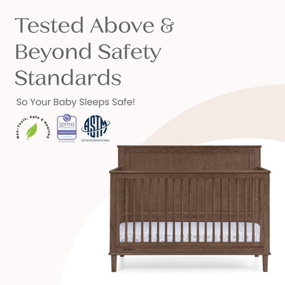 Delta Children Penelope 6-in-1 Convertible Crib - Greenguard Gold Certified, Teak Brown