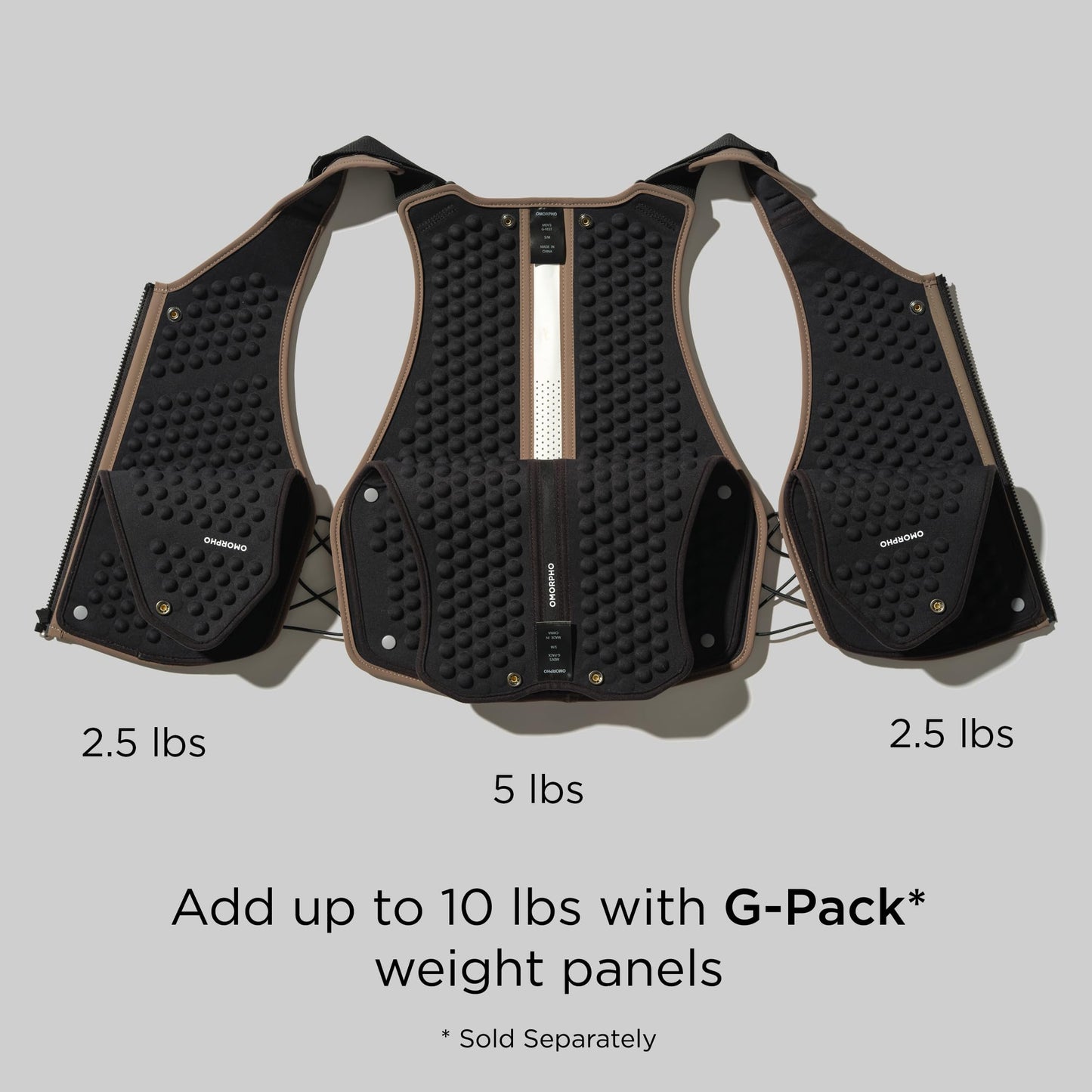 OMORPHO Men's G-Vest, 10 lb (up to 20 lb with addition of G-Pack), weighted vest for men, low-profile, fully adjustable, comfort fit. Great for walking, hiking, running and training. (Black, S-M)