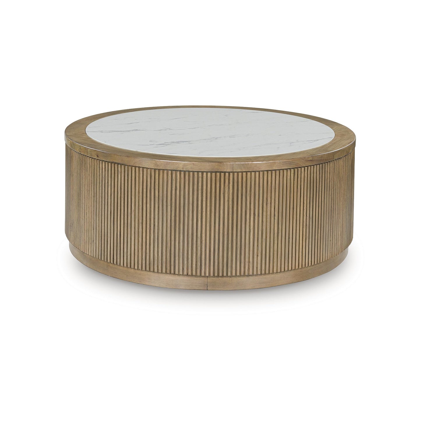 Signature Design by Ashley Camdill Contemporary Coffee Table with Wheel, Heat and Scratch Resistant, Light Brown & White